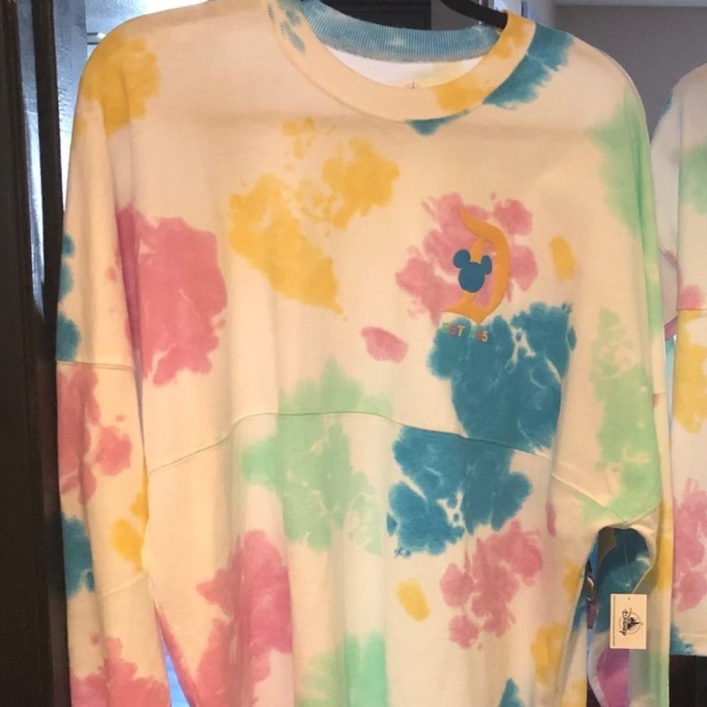 NWT Disneyland Retro Tie Dye Women's Spirit Jersey Adult Size Large New Rainbow